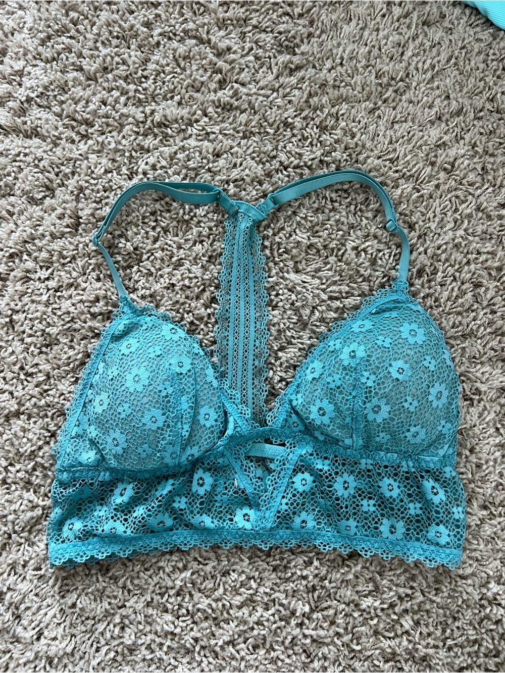 Victoria's Secret Teal Floral Lace Racerback Bralette